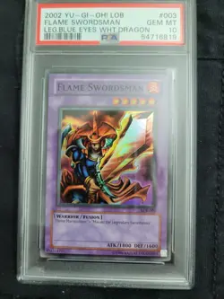 2002 Yu-Gi-Oh! Flame Swordsman LOB-003 Super Rare PSA 10 Legend of Blue Eyes - Image 1