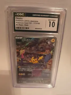 Pikachu 173/165 Art Rare Holo sv2a Japanese 151 Pokemon Card - cgc gem mint 10 - Image 1