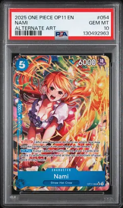 One Piece Nami Alternate Art OP11 054 A Fist Of Divine Speed PSA 10 Gem Mint - Image 1