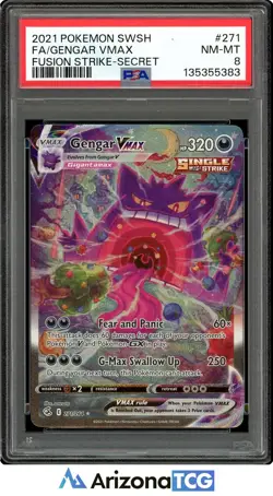 Pokemon 2021 Gengar VMAX 271/264 Alt Art Secret Rare Fusion Strike PSA 8 - Image 1