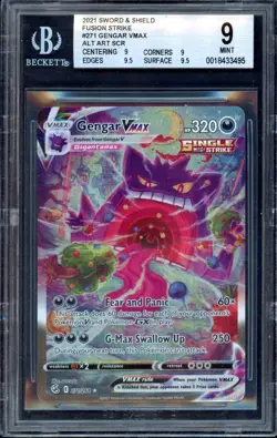 2021 Pokemon Fusion Strike Gengar Vmax 271/264 BGS 9 Mint .5 From Gem Alt Art - Image 1