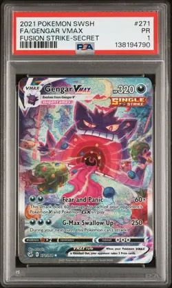 2021 Pokemon SWSH Fusion Strike Gengar VMAX 271/264 Alt Art Secret Rare PSA 1 - Image 2