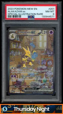 2023 POKEMON SV151 - MEW EN #201/165 ALAKAZAM EX SPECIAL ILLUSTRATION RARE PSA 8 - Image 1