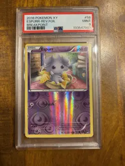 Low Pop PSA 9 Espurr Reverse Holo XY Breakpoint 58/122 Pokemon - Image 1