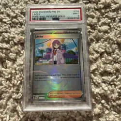 Pokemon PSA 9 Lacey 114/131 Prismatic Evolutions Trainer Rare! - Image 1