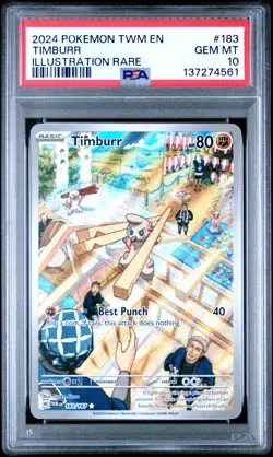 2024 POKEMON TWM EN-TWILIGHT MASQUERADE ILLUSTRATION RARE #183 TIMBURR PSA 10 - Image 1