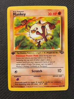 Pokemon TCG Mankey Jungle Card 55/64 Regular Common 1st Edition - Image 1