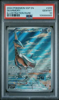 2024 POKEMON SSP EN-SURGING SPARKS ILLUSTRATION RARE #209 SKARMORY PSA 10 - Image 1