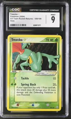 CGC 9 MINT Treecko Gold Star EX Team Rocket Returns 109/109 Holo Pokemon Card - Image 1