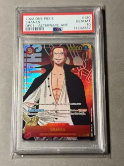 2022 ONE PIECE OP01-ROMANCE DAWN ALTERNATE ART #120 SHANKS PSA 10 - Image 1