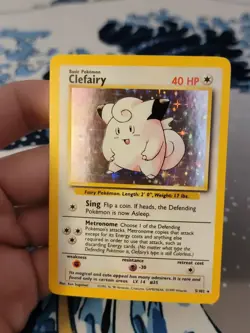 Clefairy 005/102 Base Set Holo MP-DMG Pokemon Card - Image 1
