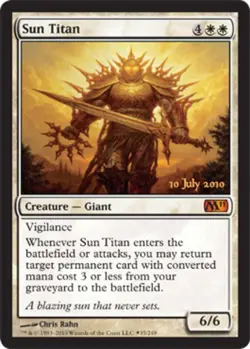Moderate Play, English MTG Foil Sun Titan - Foil - Prerelease Promo Pre-Release - Image 1
