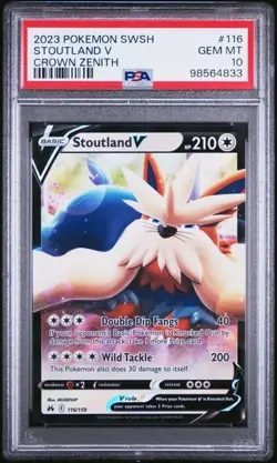 PSA 10 LOW POP 💎 Pokemon TCG Stoutland V Crown Zenith 116/159 GEM MINT Pop 36 - Image 1