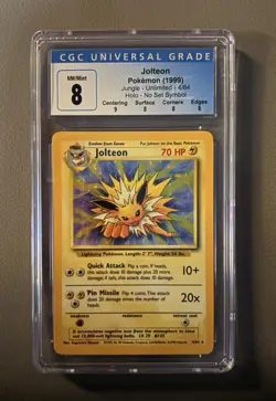 Pokemon Jolteon Jungle 1999 NO SET SYMBOL ERROR Holo Rare 4/64 CGC 8 - Image 1