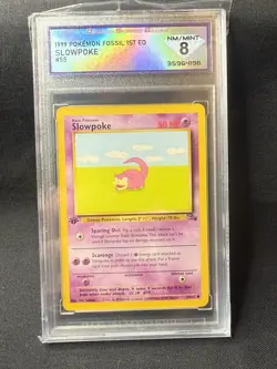 Slowpoke 1st Edition 55/62 Fossil Stamp Near Mint Condition Pokemon TCG WOTC NM - Image 1