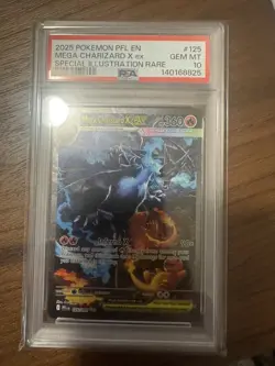 2025 POKEMON PFL EN-PHANTASMAL FLAMES #125 MEGA CHARIZARD X EX PSA 10 - Image 3