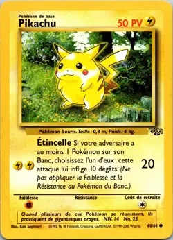 Pikachu 60/64 2000 Base Set Jungle Regular Common LP - Image 1
