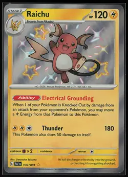 Pokemon Raichu - Shiny Rare Holo SV: Paldean Fates 2024 132/091 NM - Image 1