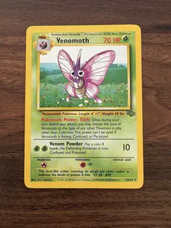 Pokemon TCG Jungle Set Venomoth Unlimited #29/64 Non Holo Rare 1999 WOTC VTG NM - Image 1