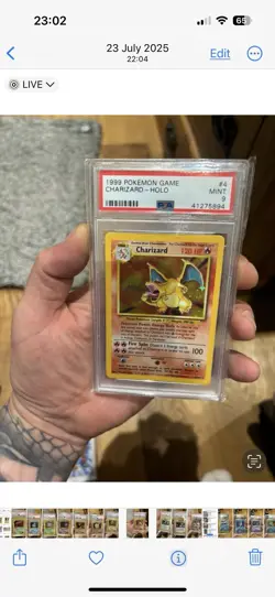 PSA 9 CHARIZARD - Pokemon Card Unlimited 1999 Base Set #4 HOLO Mint WOTC - Image 1