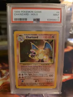 PSA 9 CHARIZARD - Pokemon Card Unlimited 1999 Base Set #4 HOLO Mint WOTC - Image 1