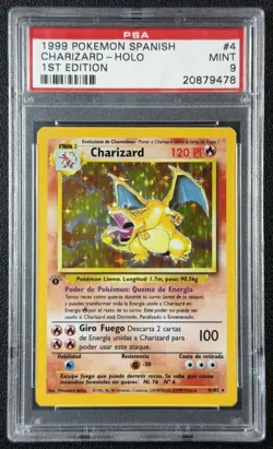 CHARIZARD HOLO PSA 9 1999 POKEMON 1ST EDITION SPANISH #4/102 HOLO MINT - Image 1