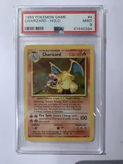 1999 POKEMON BASE SET UNLIMITED #4 CHARIZARD-HOLO PSA 9 4/102 Mint - Image 1