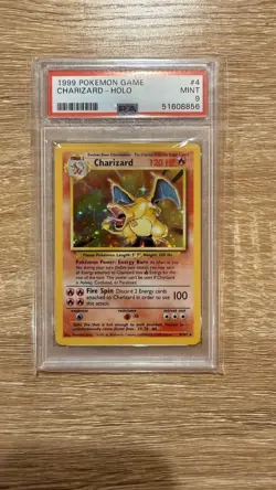 PSA 9 CHARIZARD - Pokemon Card Unlimited 1999 Base Set #4 HOLO Mint WOTC - Image 1