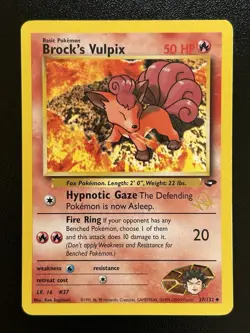 BROCK'S VULPIX W Stamp Pokemon Card - WOTC Promo - Gym Challenge - 37/132 LP (B) - Image 1