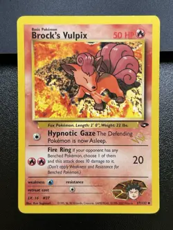 BROCK'S VULPIX W Stamp Pokemon Card - WOTC Promo - Gym Challenge - 37/132 LP (B) - Image 2