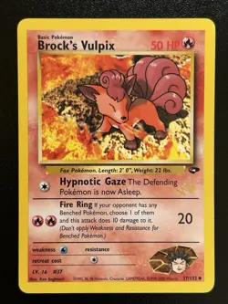 BROCK'S VULPIX W Stamp Pokemon Card - WOTC Promo - Gym Challenge - 37/132 LP (C) - Image 1