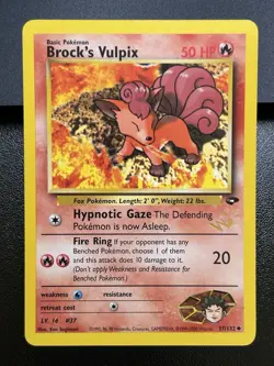 BROCK'S VULPIX W Stamp Pokemon Card - WOTC Promo - Gym Challenge - 37/132 LP (C) - Image 2