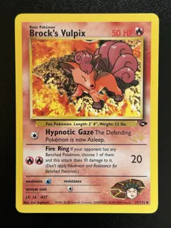 BROCK'S VULPIX W Stamp Pokemon Card - WOTC Promo - Gym Challenge - 37/132 LP (D) - Image 1