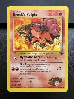 BROCK'S VULPIX W Stamp Pokemon Card - WOTC Promo - Gym Challenge - 37/132 LP (D) - Image 2