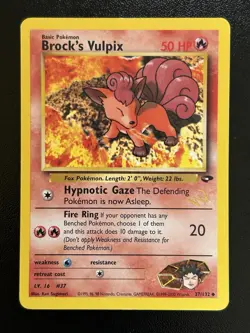 BROCK'S VULPIX W Stamp Pokemon Card - WOTC Promo - Gym Challenge - 37/132 LP (C) - Image 1
