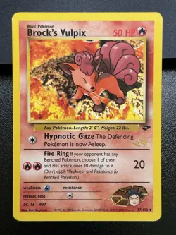 BROCK'S VULPIX W Stamp Pokemon Card - WOTC Promo - Gym Challenge - 37/132 LP (C) - Image 2