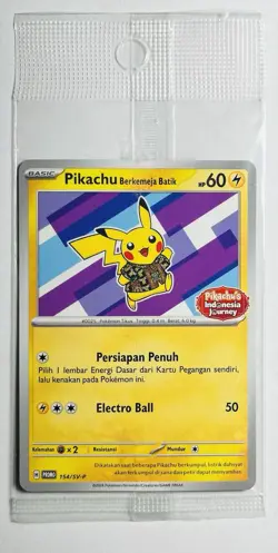 Pikachu Berkemeja Batik 154/SV-P Stamped Indonesia Journey Promo Pokemon 2024 NM - Image 1