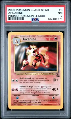 2000 POKEMON PROMO BLACK STAR POKEMON LEAGUE #6 ARCANINE PSA 7 - Image 1