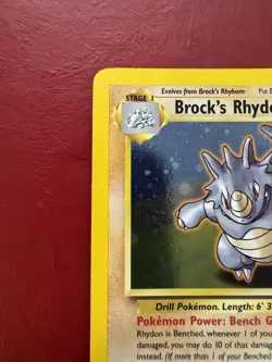 Brock’s Rhydon 2/132 Holo Rare Gym Heroes Pokemon Card DMG Swirl - Image 2