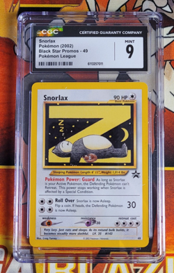 CGC 9 MINT Snorlax Z # 49 WOTC Black Star Promo Pokemon Card - Image 1