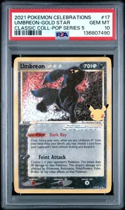 2021 Pokemon Celebrations Classic Collection #17 Umbreon Gold Star PSA 10 - Image 1
