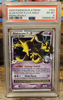 2009 Pokemon Platinum Rising Rivals #103 Alakazam 4 LV.X Holo PSA 6 - Image 1