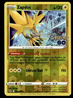 Pokemon GO #029/078 Zapdos Reverse Holo - Image 1
