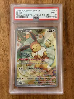Pokemon TCG Prismatic Evolutions Eevee Promo Stamp Center Exclusive, PSA 9 - Image 1