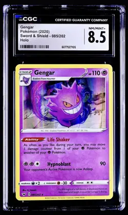 Pokemon 2020 Sword & Shield Gengar Holo 085/202 CGC 8.5 NM / Mint+ ✨ - Image 1