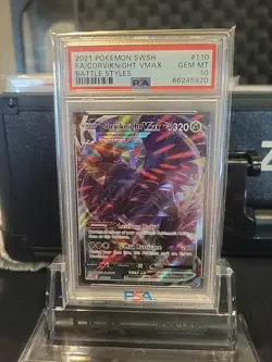 2021 POKEMON SWORD & SHIELD BATTLE STYLES #110 FULL ART/CORVIKNIGHT VMAX PSA 10 - Image 1