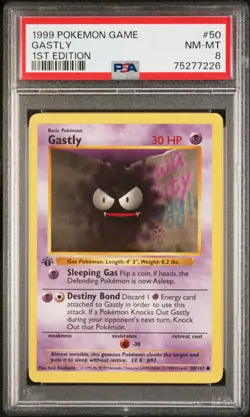 1999 POKEMON BASE SET 1ST EDITION #50 GASTLY PSA 8 - Image 1