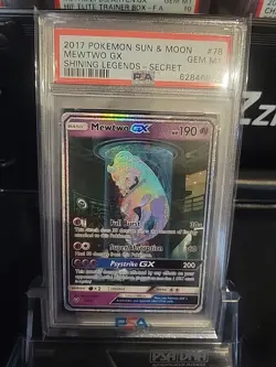 Pokemon Mewtwo GX Secret Rare Full Art Holo 78/73 Shining Legends PSA 10 - Image 2