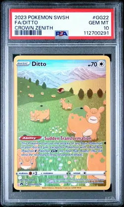 2023 POKEMON SWORD & SHIELD CROWN ZENITH #GG22 FULL ART/DITTO PSA 10 - Image 1