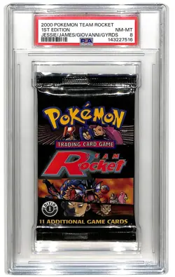 2000 Pokemon Team Rocket 1st Ed Sealed Pack Jessie James Giovanni Gyarados PSA 8 - Image 1